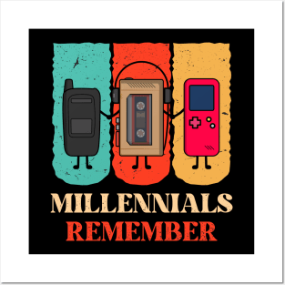 Millennials Remember Retro Vintage Novelty Funny Design Posters and Art